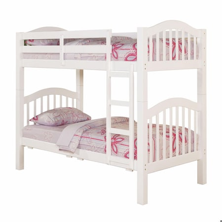 Homeroots 69 x 80 x 43 in. Heartland Twin Over Twin Size Bunk Bed, White 285831